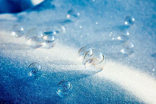 USA-Alaska-Chena Hot Springs Resort Close-up of bubbles on snow Nature Print